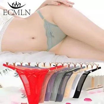 Женские кружевные стринги, сетчатые стринги с бантом и низкой талией, тонкий пояс, трусики, нижнее белье с Т-образной спинкой M
