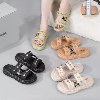 Женские летние сандалии на платформе Slide Flat Casual Outdoor Beach Slip-Ons 36-40