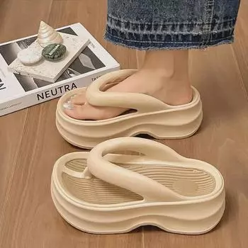 Женские летние шлепанцы на платформе EVA — модные, удобные, пляжные Size 36-37