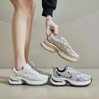 Женские летние туфли Same Dad Shoes со шнуровкой спереди, увеличивающие рост, трендовая повседневная спортивная обувь с дышащей сеткой 35 золотой