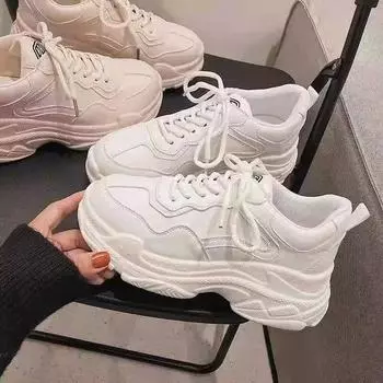 Женские массивные кроссовки на шнуровке, белая вулканизированная обувь, повседневная модная обувь для пап, кроссовки на платформе, Zapatillas Mujer 35