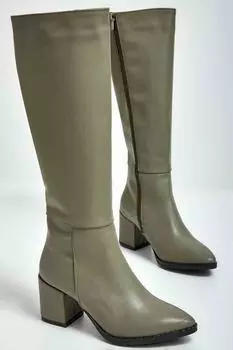 Женские модные ботинки цвета хаки