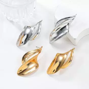 Женские модные металлические серьги Spring Alloy - Преувеличенный европейский и американский дизайн серебряный