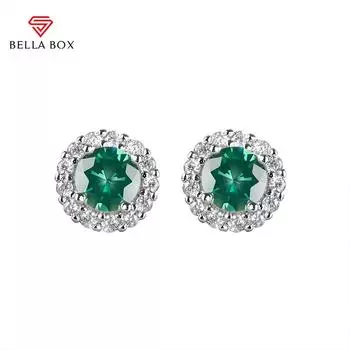 Женские модные серьги BELLA BOX с изумрудными серьгами-гвоздиками круглой формы для женщин, свадебные подарки зелёный
