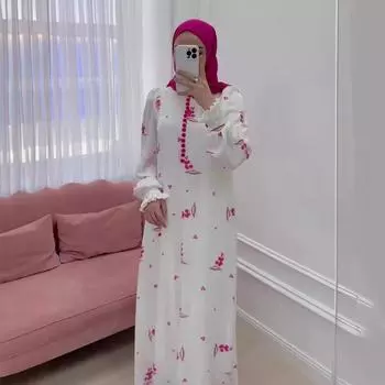 Женские нежные длинные платья со свежим цветочным принтом S белый