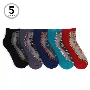Женские носки Butterfly Lovely See Through (5 пар) Flowers HM15 23cm - 26cm