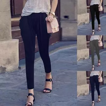 Женские однотонные брюки с карманами из измельченного молока для отдыха Nine Point Pants