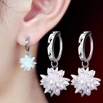 Женские посеребренные серьги-капли в виде снежинок, серьги-капли, ювелирные аксессуары белый