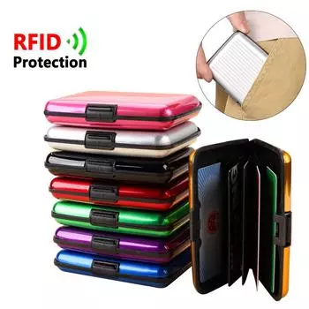Женские противоугонные кошельки, металлический RFID-блокирующий чехол для удостоверения личности, RFID-кошелек, кошелек для монет, держатель для кредитных карт
