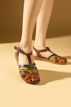 Женские сандалии Comfort Sole Buckle 51-825-24КоричневыйХаки