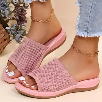 Женские сандалии Elastic Force Slippers для летней обуви Женские сандалии на плоской подошве Легкие летние сандалии Женская обувь Женская 35 розовый