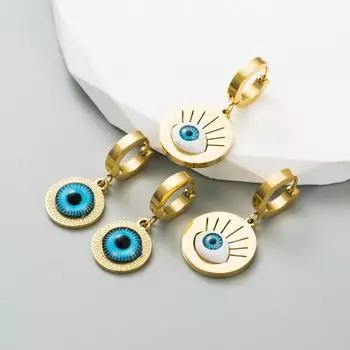 Женские серьги-капли из титановой стали, серьги Devil Eye, маленькие серьги премиум-класса OneSize белый