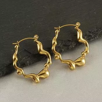 Женские серьги Niche Design неправильной формы из нержавеющей стали, простые серьги из титановой стали с золотым покрытием
