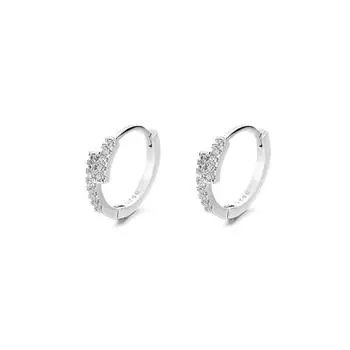 Женские серьги-пряжки Tide Zircon, маленькие, изысканные, темпераментные, легкие, роскошные, двухрядные, бриллиантовые, нейтральные Copper (white gold)