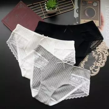 Женские сексуальные трусики-бутончики, женское нижнее белье, удобные дышащие женские трусы со средней талией, большие размеры M белый