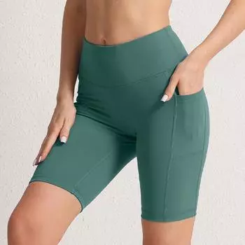 Женские шорты для йоги с карманами, велосипедные шорты с высокой талией, спортивные колготки с эффектом пуш-ап, спортивная одежда S белый