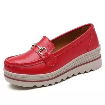 Женские синие мокасины Simple Lady Platform Creepers Casual Slip on Thick Sole Red Low Leather Shoes Plus Size EU: 35 чёрный