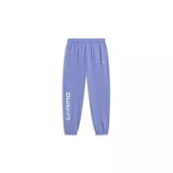 Женские спортивные штаны Li Ning Sports Lifestyle Series с принтом логотипа и манжетами, трикотажные, цветочные, сине-фиолетовые, AYKT520-4 L