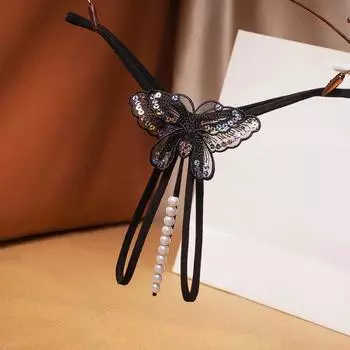 Женские стринги с массажными бусинами и цветочной вышивкой, сексуальные трусики с низкой талией 148 one size