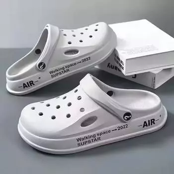 Женские тапочки Hole Shoes Girl Beach Shoes Eva Light Sandals Домашние тапочки Outdoor Summer Wading Sneakers Non-Slip Shoes 46-47 белый