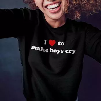 Женские толстовки I Love To Make Boys Cry, забавные винтажные модные толстовки в стиле Boyfirends, готическая одежда, повседневный джемпер с длинными рукавами S белый