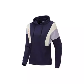 Женские толстовки с капюшоном Li Ning Training Series с цветным логотипом и буквами, свободный свитер Deep-Night-Blue AWDP616-1 M