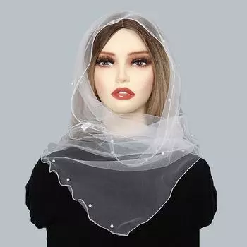 Женские тонкие кружевные шарфы с жемчужной сеткой, повязка на голову с рюшами, солнцезащитный крем, анти-УФ, элегантное лето