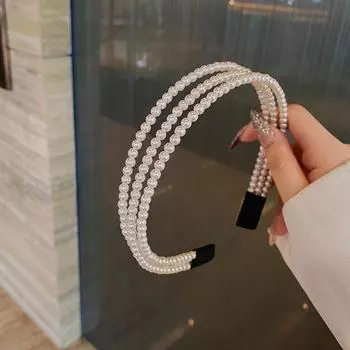 Женские трехслойные резинки для волос с жемчугом, элегантная милая повязка на голову, обруч для волос, корейская ручная работа, свадебный подарок, аксессуары для волос 1pc