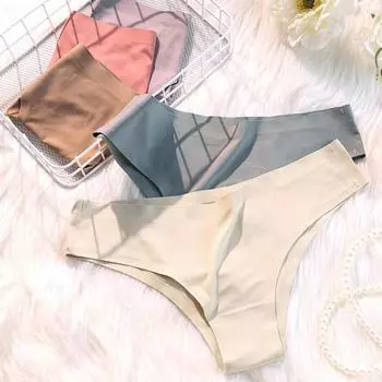 Женские трусики из ледяного шелка, хорошие, облегающие, дышащие, однотонные, со средней талией, тонкие, быстросохнущие M кофейный