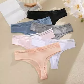 Женские трусики Pure Desire из хлопка с заниженной талией, стринги, сексуальные кружевные стринги с цветочным узором, мягкие и дышащие сексуальные трусики S розовый