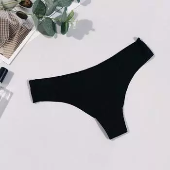 Женские трусики-стринги Ice Silk с низкой талией, бесшовные трусики M чёрный