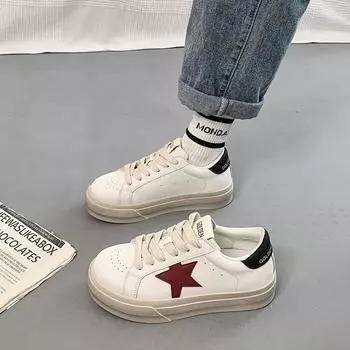 Женские туфли на платформе star board shoes весна 2025 новые модные универсальные удобные легкие нескользящие туфли для спорта и отдыха 35 белого золота