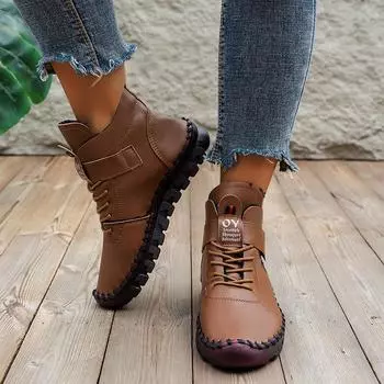Женские туфли Plus Velvet Warm High Top Cotton Shoes Winter Hand-Steeded Soft Bottom Flat Bottom 35 белый