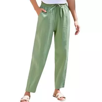 Женские укороченные брюки Stralght Pants With Pockets Lightweight Caual Loose Trousers L