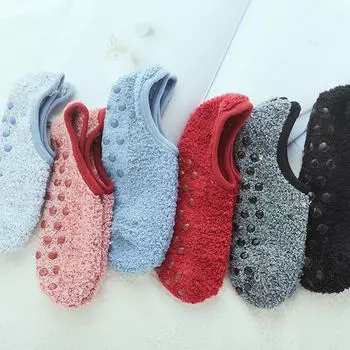 Женские утолщенные нескользящие носки для занятий йогой в помещении на осень и зиму Size 37-41 хаки