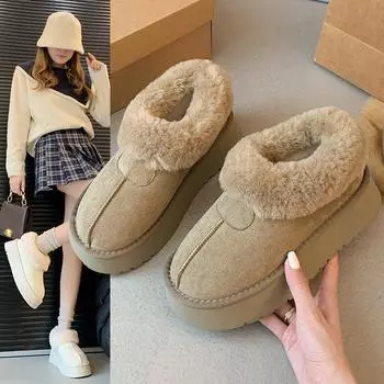 Женские зимние ботинки Plus 2025 Plus Velvet Thickened Slip-On - Толстая подошва с мехом 39