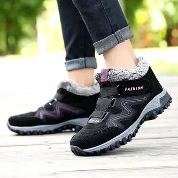 Женские зимние ботинки Plus Couple Snow Boots Casual Zamme на шнуровке, теплые, среднего размера, хлопковые, большие, противоскользящие 35 красный