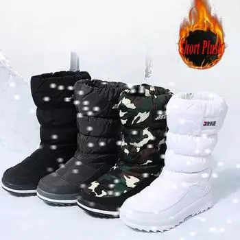 Женские зимние сапоги на платформе, толстые плюшевые водонепроницаемые нескользящие сапоги, женская мода, теплая меховая обувь для женщин, Botas De Mujer 36 белый