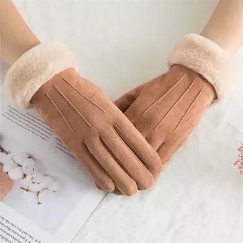 Женские зимние теплые перчатки, варежки на запястье, лыжные перчатки для вождения One Size хаки