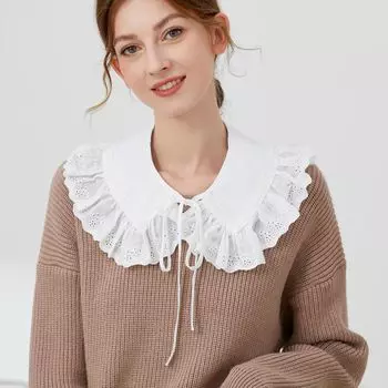 Женский белый воротник с лацканами, шаль, милый кукольный воротник, съемная рубашка, блузка с лацканами и ложным воротником, топ, декор