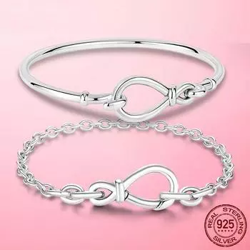 Женский браслет из серебра 925 пробы с сердцем и змеей, подходит для оригинальных очаровательных бусин Pamura, подарок для ювелирных изделий 19cm