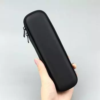 Женский чехол для кистей для макияжа, чистый черный, маленькая косметичка, органайзер для губной помады, ящик для хранения инструментов для красоты, сумка на молнии с длинной полоской