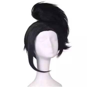Женский черный парик My Hero Academia YAOYOROZU MOMO с шиньоном, карнавальный костюм Boku No Hero Academia, термостойкие парики из волос Short чёрный