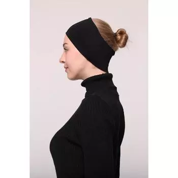 Женский чесаный хлопок, бесшовный хиджаб, бандана, капот, спортивная повязка для волос - черный