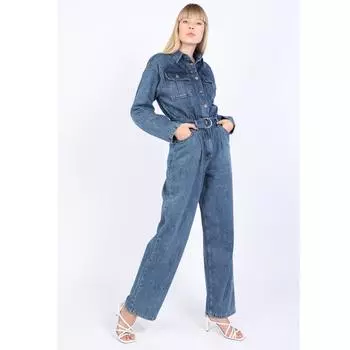 Женский Джинсовый Комбинезон Oversize Темно-Синий