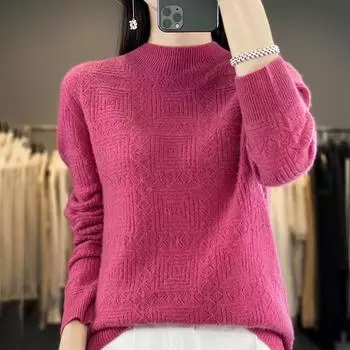 Женский кашемировый свитер Qinghe cashmere 30% кашемир 70% шерсть Женский осенне-зимний кашемировый свитер мягкий и теплый L белый
