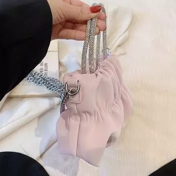 Женский клатч из искусственной кожи с рюшами, вечерний клатч, дизайнерская вечерняя сумка на плечо с цепочкой для свадебной вечеринки, выпускного вечера чёрный