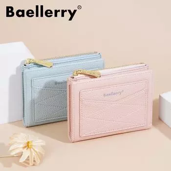 Женский короткий кошелек Baellerry Litchi Grain с несколькими отделениями для карт, держатель для карт из искусственной кожи, кошелек для монет на молнии