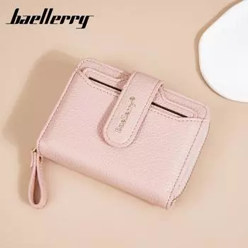 Женский короткий кошелек Baellerry Litchi Texture с несколькими отделениями для карт, модный кошелек на молнии, держатель для карт