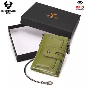 Женский кошелек HUMERPAUL из 100% коровьей кожи с функцией Rfid и кредитной картой зелёный